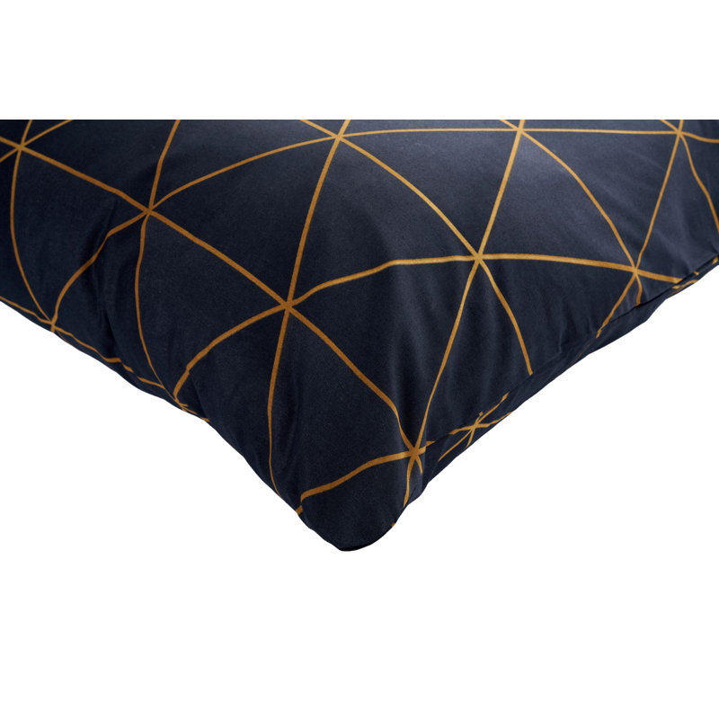 Quilt Cover Set, Black/Gold Geometric, Full Duvet Cover + 2 Standard Pillowcase