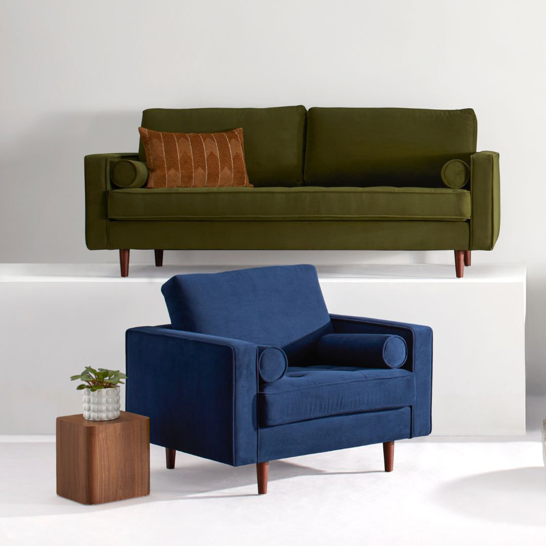 Pritchett Upholstered Armchair, Bella Forest Performance Velvet