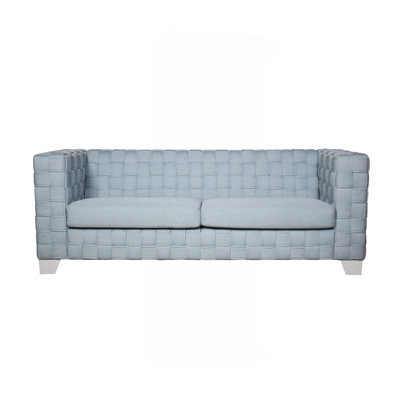 Light Teal Chenille & White Finish Sofa