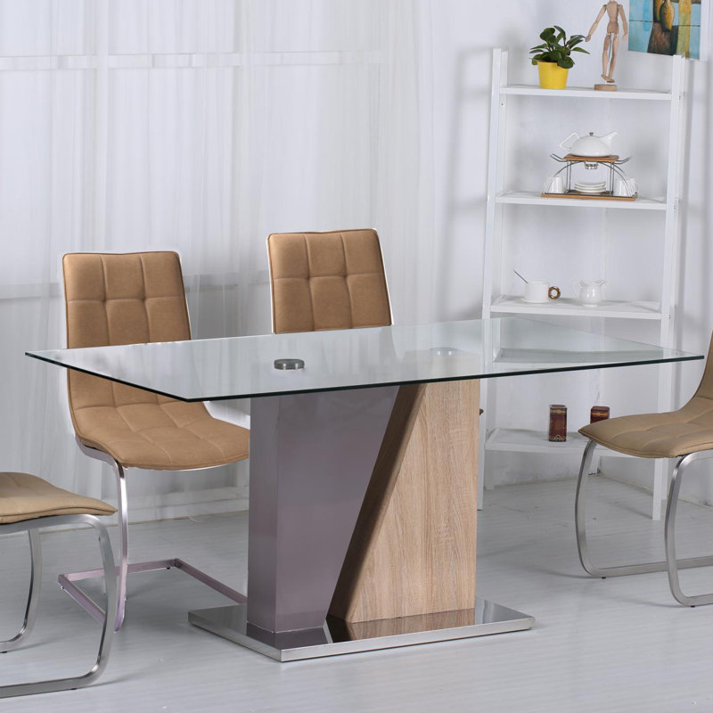 Verlene Rectangular Glass Top Dining Table