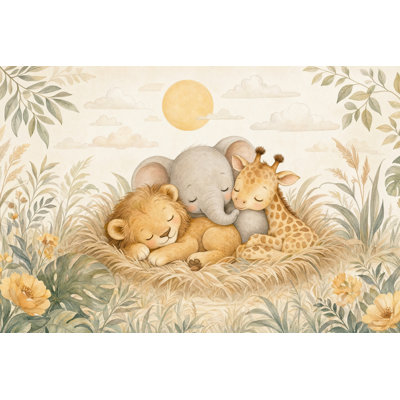 Murale de bébé lionne avec aquarelle