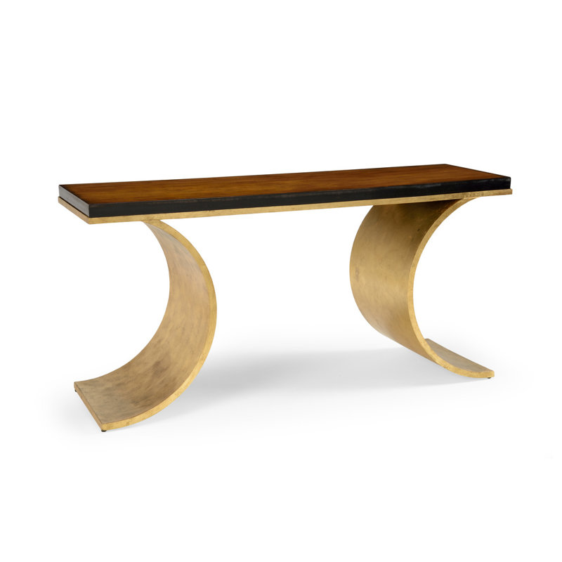 Thames 60'' Gold and Black Wood Console Table