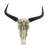 Resin Bull Skull Wall Decor with Intricate Carved Detailing - 28" Faux Taxidermy Longhorn Head Sculpture in Ivory and Black for Rustic, Western, and Bohemian Home Accent