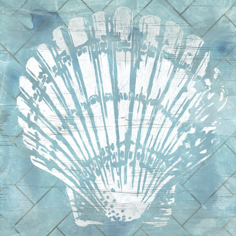 Cerulean Shell I - Wrapped Canvas Print, 30cm H x 30cm W