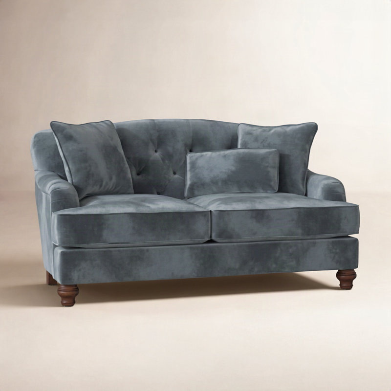 Sullivan Upholstered 65'' Loveseat, Aberdeen 22 Blue Velvet, Manhattan, Yes