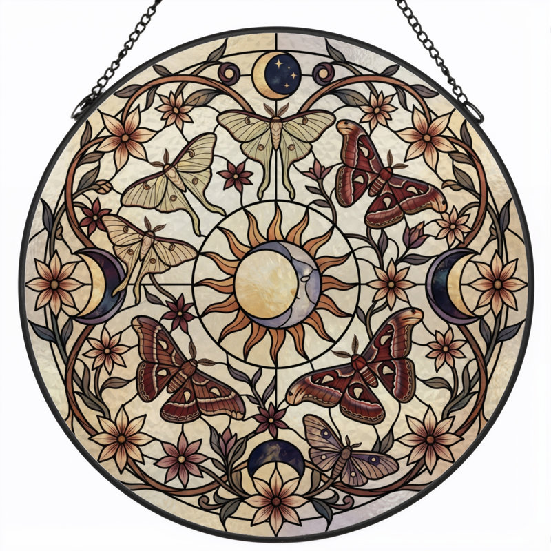 Vitrail Moth Moon - 7,8H, H 7,8 po