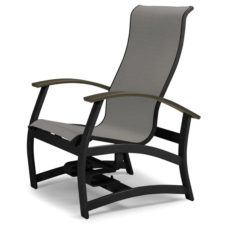 Askar Swivel Powder Coated Aluminum Outdoor Lounge Chair, Alloy Sunbrella®, Textured Black, Beachwood P40