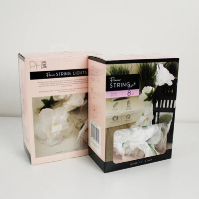 8 LED White Flower String Lights – Warm White Large Floral Fairy Lights for Home and Event Décor