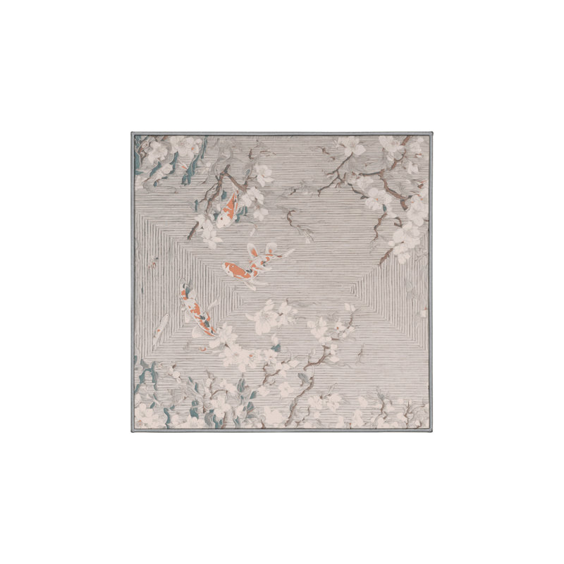 Machine Washable Gray Area Rug, Square 3'