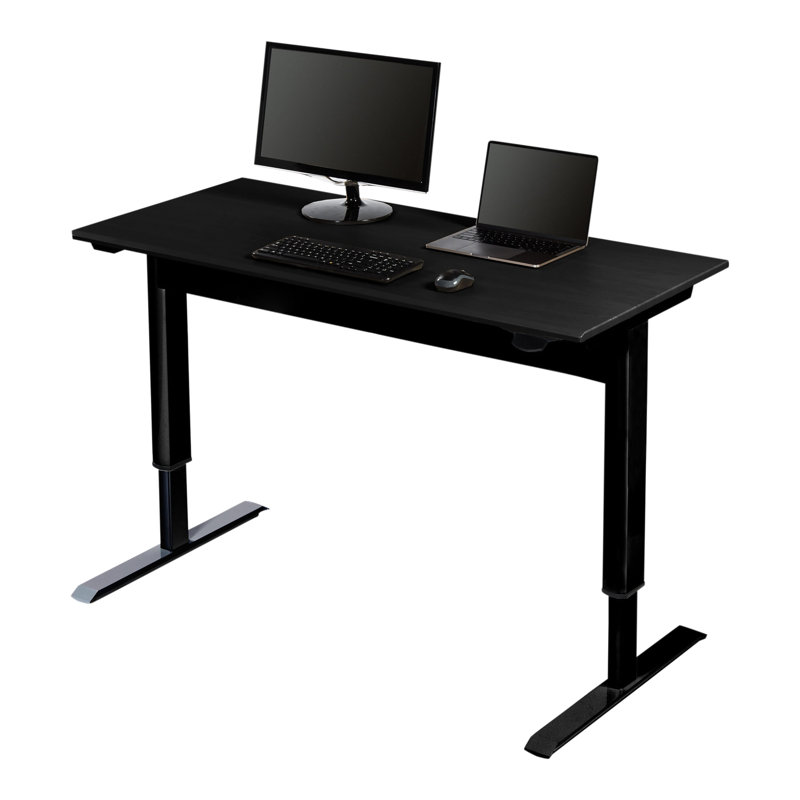 Bureau debout à hauteur ajustable Hamleigh, Noir / Noir, 44.5" H x 55.6" W x 26" D