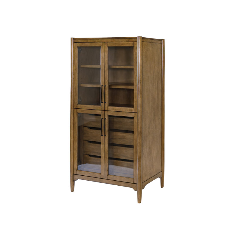 Cydne Modern Wood Display Cabinet, Dining Storage, Bookcase, Fully Assembled, Brown