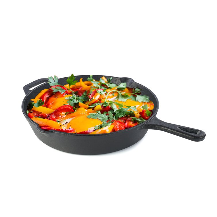 Iron Small Egg Pan, Cast Iron Skillet Frying Pan with Dual Drip-Spouts