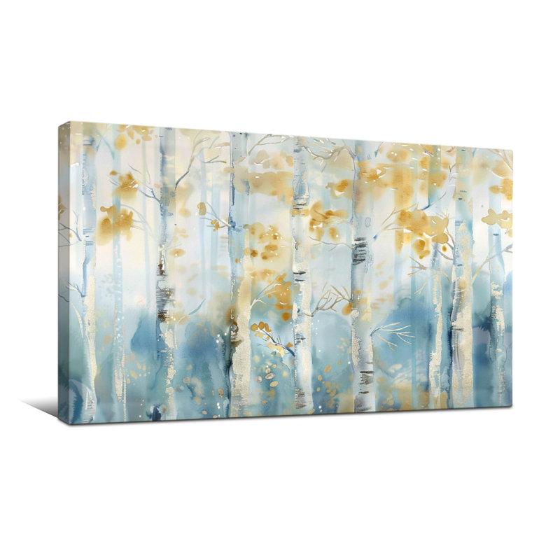 Plantes et fleurs, bouleaux, feuilles d'automne, ciel bleu, H 24 po x l 48 po