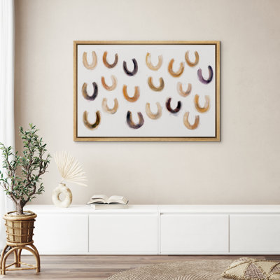 Minimal Horseshoe Pattern Neutral Western Decor Framed Canvas Master Bedroom Wall Art Work Print