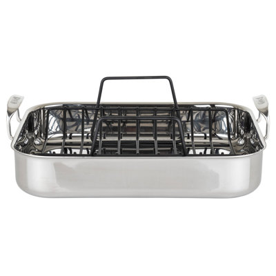Viking 3 Ply Stainless Steel Roasting Pan with Rack and Thermometer Set