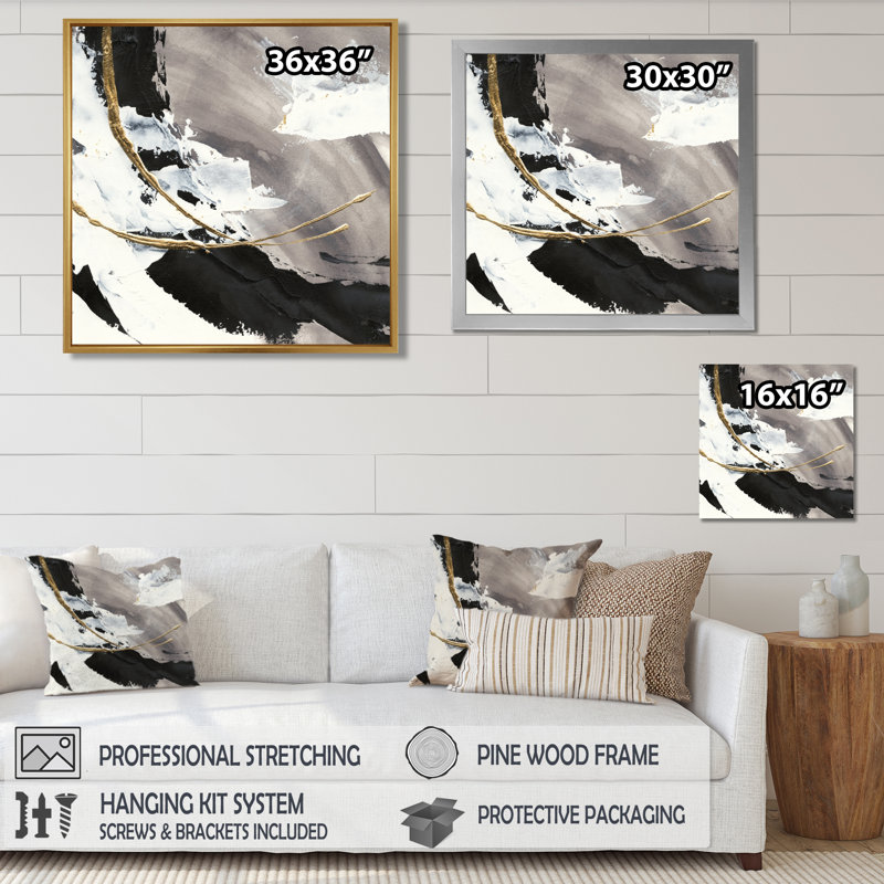 Abstrait art mural sur toile, impression moderne de l'arc peint Glam - Glam Painted Arcs II, H 46 po x l 46 po, Toile tendue