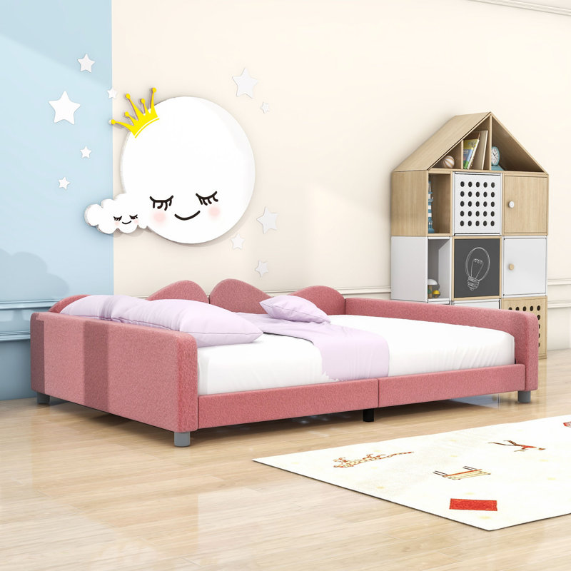 Upholstered Daybed with Sherpa Fabric, Full / Double, Pink