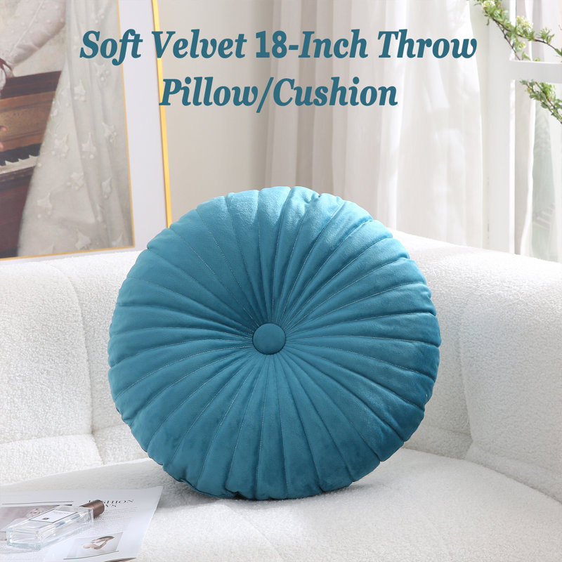 Coussin décoratif en velours 18 po , Bleu sarcelle