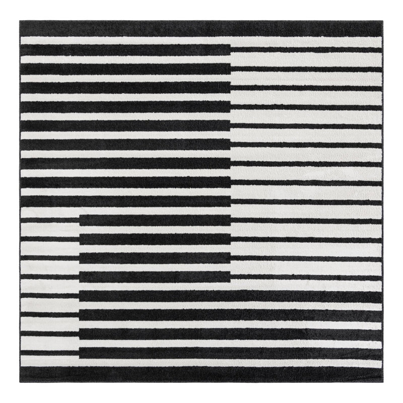 Latitude Run® Namsen Nikolis Rug Black, Square 7'10"
