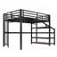 Lit mezzanine double avec bureau et escalier de rangement, lits mezzanine en métal avec lumières à DEL, ports USB, filets en fer multifonctionnels, aucune boîte à ressorts nécessaire et sans bruit, noir-65815079