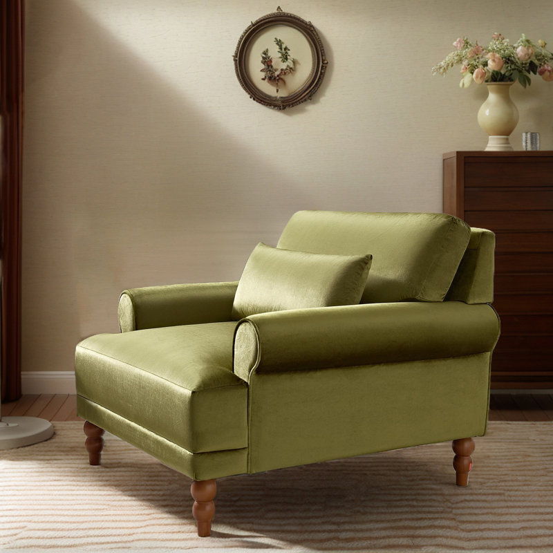 Fauteuil d'appoint surdimensionné avec coussin, Velours vert