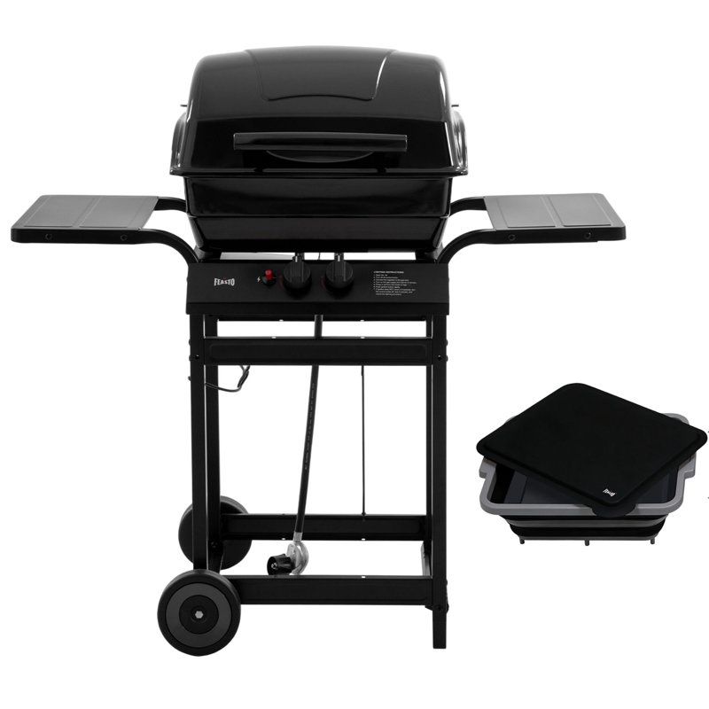 Barbecue au propane à 2 brûleurs avec cuve de préparation pour barbecue pliable Feasto