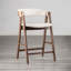 Tabouret de comptoir 2 pièces Mid-Century moderne avec siège rembourré et dossier courbé, finition noyer et beige pour plus de confort et de style