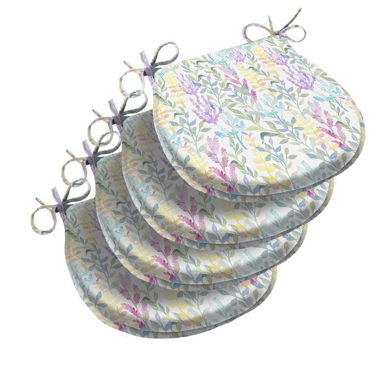 Meadow Chair Pad Cushion, Purple/Blue/Yellow/Green Floral