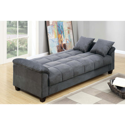 Modern Gray Convertible Futon With Microfiber Upholstery, Adjustable Back, Storage, And Charging For Comfortable Nights Function, Hidden Ports Primary Space