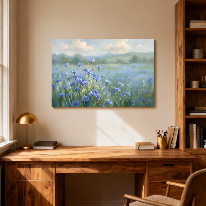 «Plants & Flowers Blue Flowers Field Landscape», reproduction sur toile, H 28 po x l 40 po