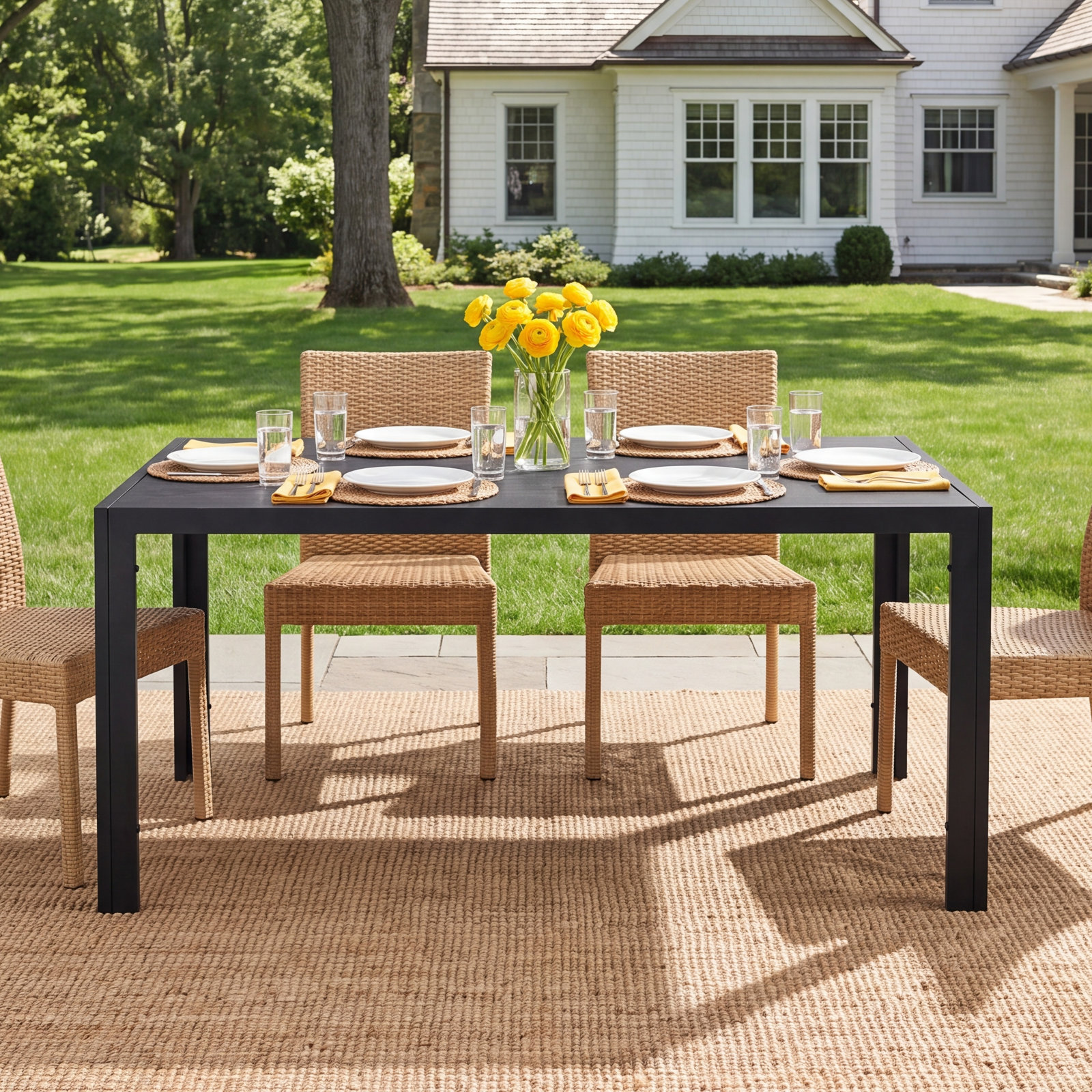 Deandra Ceramic Outdoor Dining Table, Black, 29.5" H x 41" L x 41" D