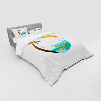 Ensemble de housse de couette Beach Turquoise / Marigold / Brown