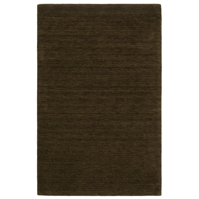 Tapis brun en laine touffeté à la main Rectangle Makhari, Tapis de couloir 2 pi 6 po x 8 pi