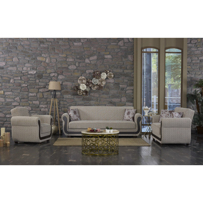 Zaylee Upholstered 91'' Sleeper Sofa, Beige