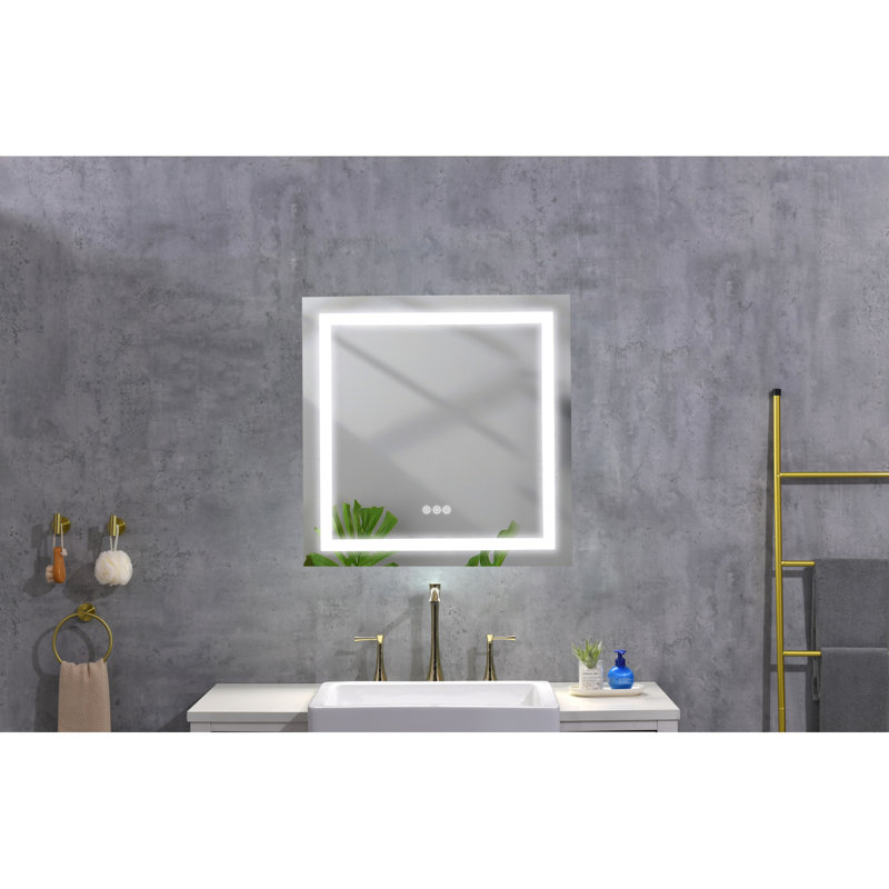 Miroir de salle de bain à DEL 72 po x 36 po avec façade et rétroéclairage, grands miroirs muraux à intensité variable avec antibrouillard, mémoire, 3 couleurs, miroir de meuble-lavabo à DEL
