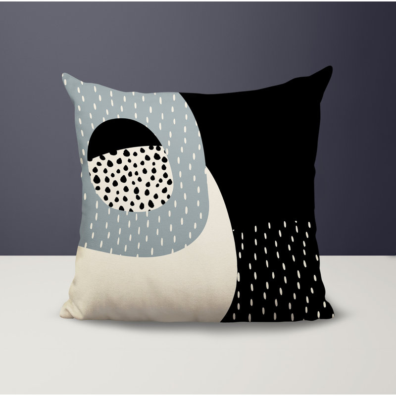 Coussin carré intérieur / extérieur pia, H 17 po x l 17 po, Gris / noir / blanc cassé