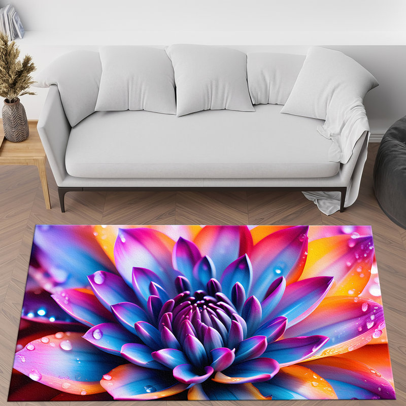 Tapis non tissé à motif floral parfait pour la chambre à coucher et le bureau avec un design éclatant et une palette de couleurs