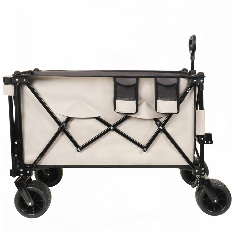 Wagon pliable avec hayon rallongé, Gris et kaki