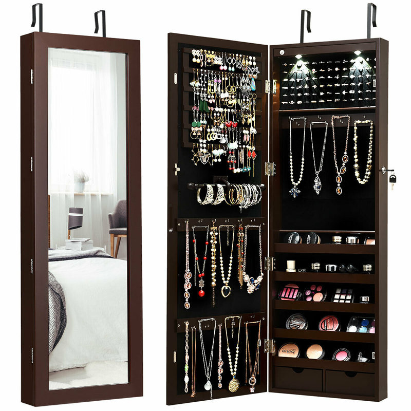 Over-the-Door Jewelry Armoire, Brown