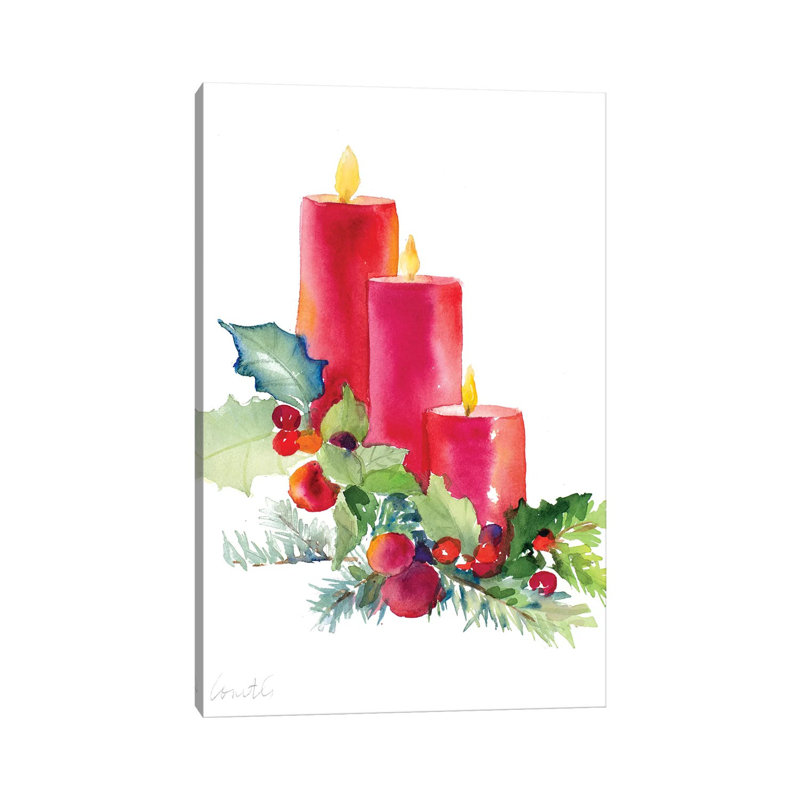 Candles With Holly by Lanie Loreth - Wrapped Canvas Gallery-Wrapped Canvas Giclée, 101.6 cm H x 66.04 cm W x 1.91 cm D