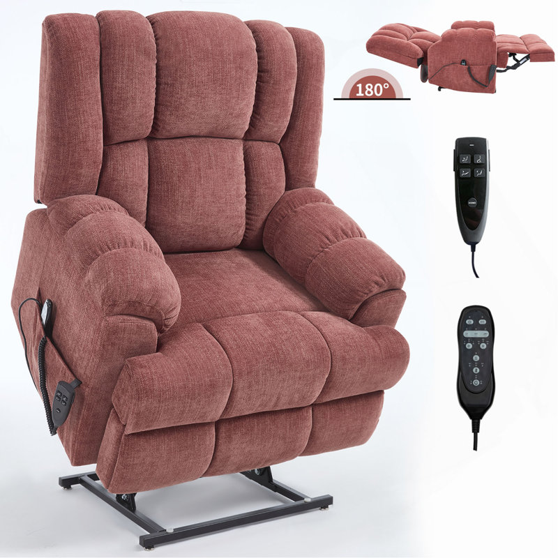 Dual Motor Heat Massage Infinite Position Up To 350 LBS Electric Power Lift Recliners With Power-Remote, Medium-Firm And Heavy Duty