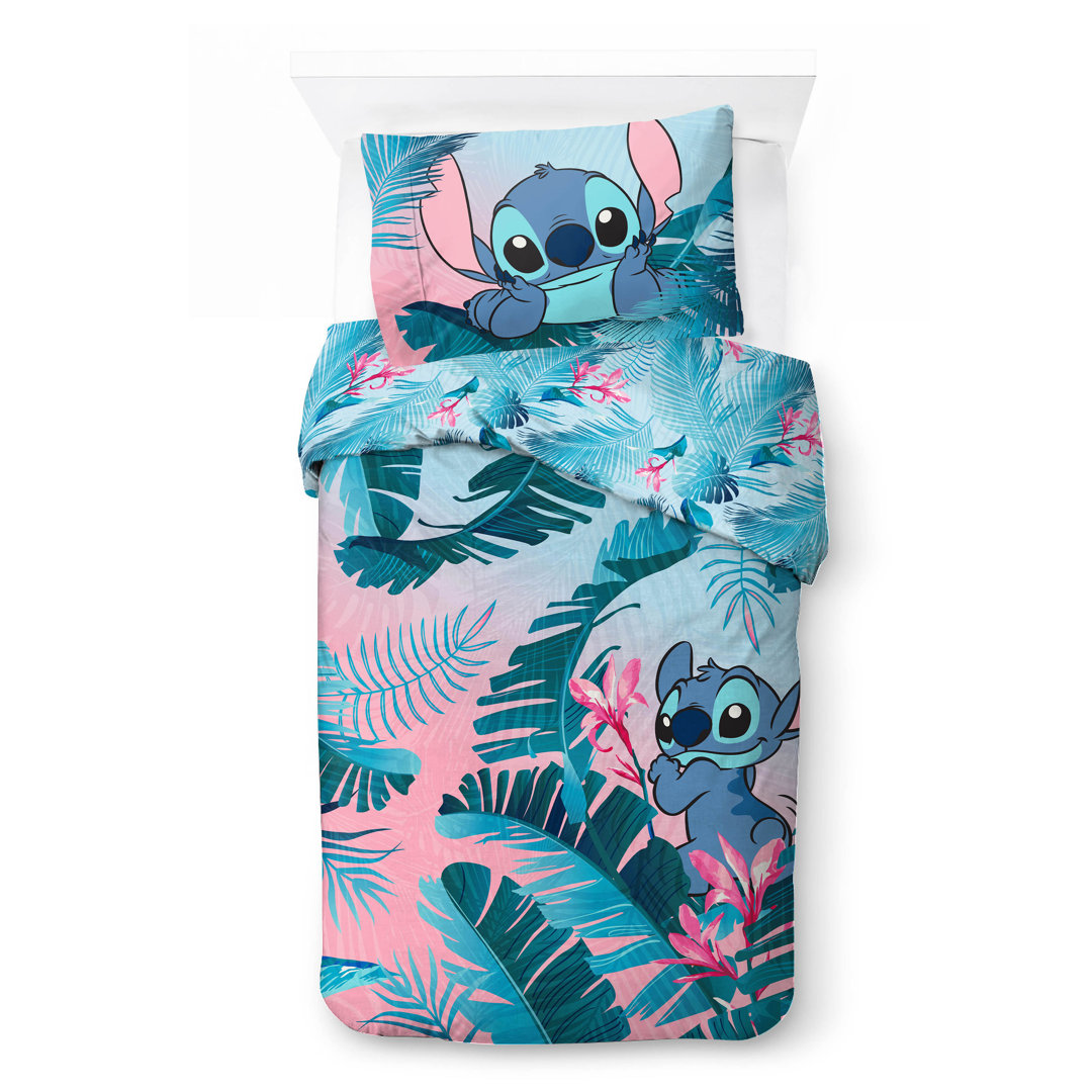 Disney Lilo Und Stitch Blumige Bettwäsche Für Eine Person – Kinderbettwäsche Set Inklusive 80 X 80 Cm Kopfkissenbezug, M...