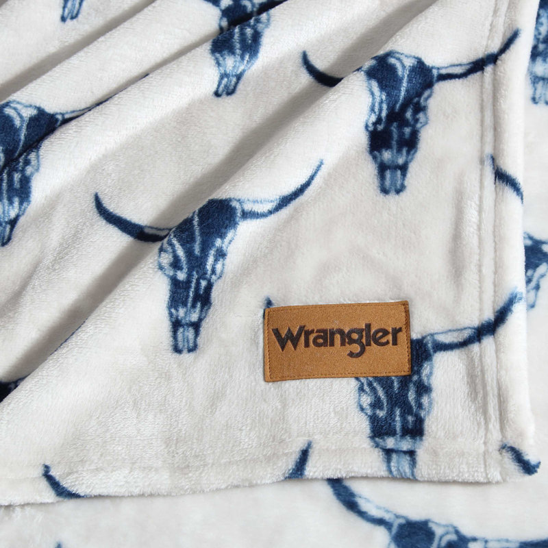 Couverture en molleton ultra doux Wrangler, Double/Grand, Tête de bœuf bleue
