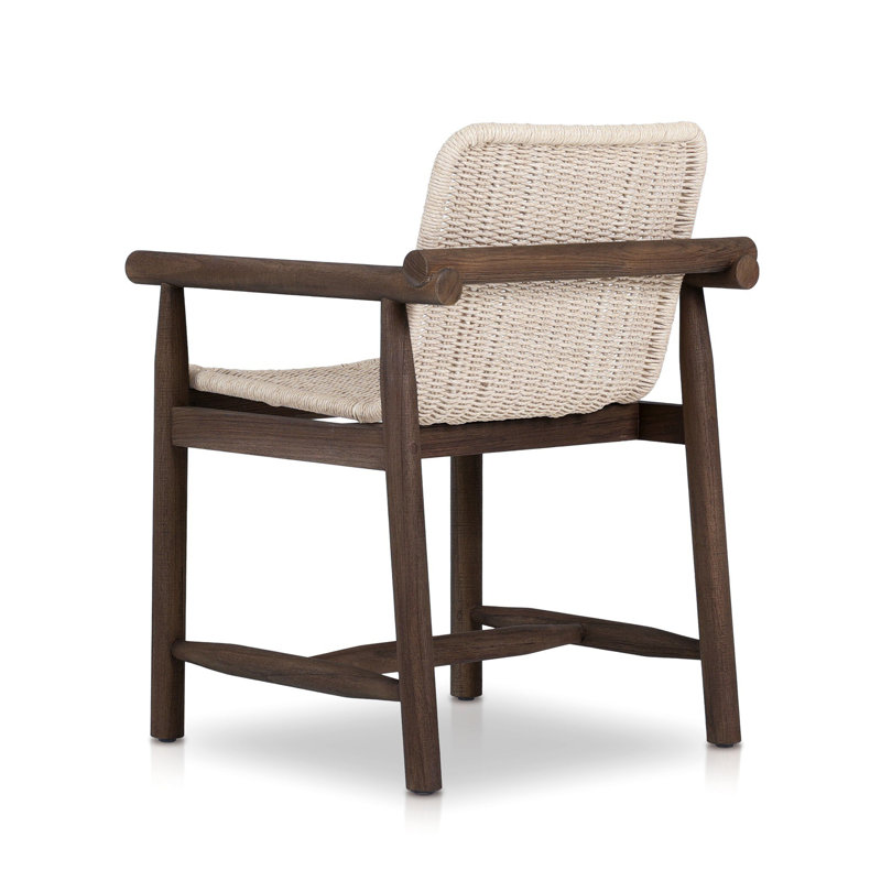 Dume Outdoor Dining Armchair, White/Brown