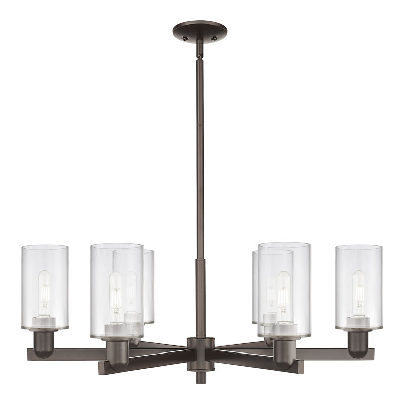 Alyssha - 6 lumières - abat-jour transparent - lustre, Clear / Oil Rubbed Bronze