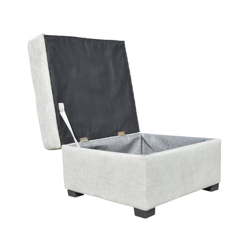 62cm Wide Tufted Square No Pattern Footstool Ottoman with Storage, Silver