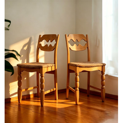 Chaise en bois massif avec siège rembourré Vintage Farmhouse