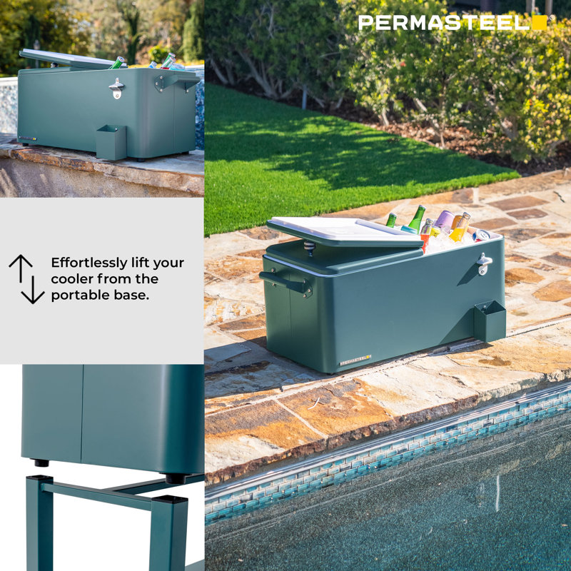 Permasteel 80-Qt Outdoor Patio Cooler with Removable Basin, Teal