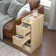 Fluted End Table Set With Drawers(set Of 2), Farmhouse Side Table With Storage