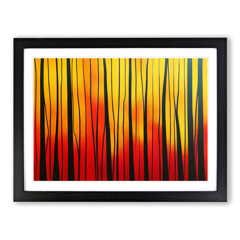 Abstract Autumn Forest Vol.2 - Single Picture Frame Print, Black, 25cm H x 34cm W x 2cm D